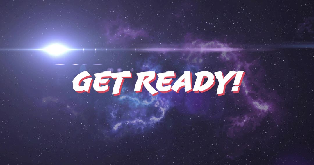 GET READY! Bold Retro Typography Over Cosmic Nebula and Lens Flare for Event Countdown