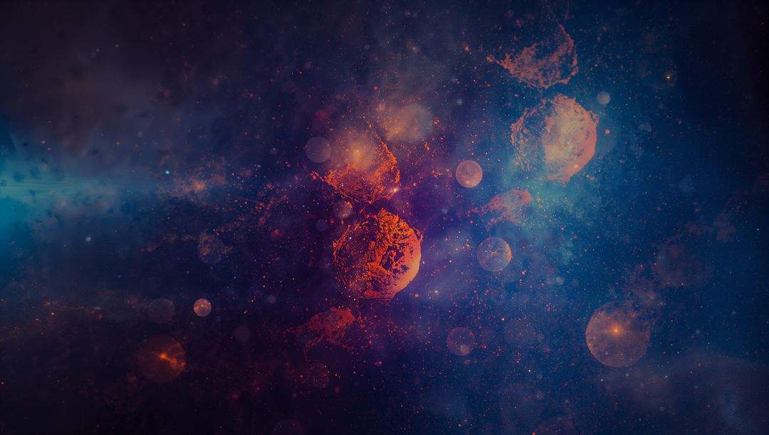 Vivid Orange Spatial Nebula and Spheres in Deep Galaxy