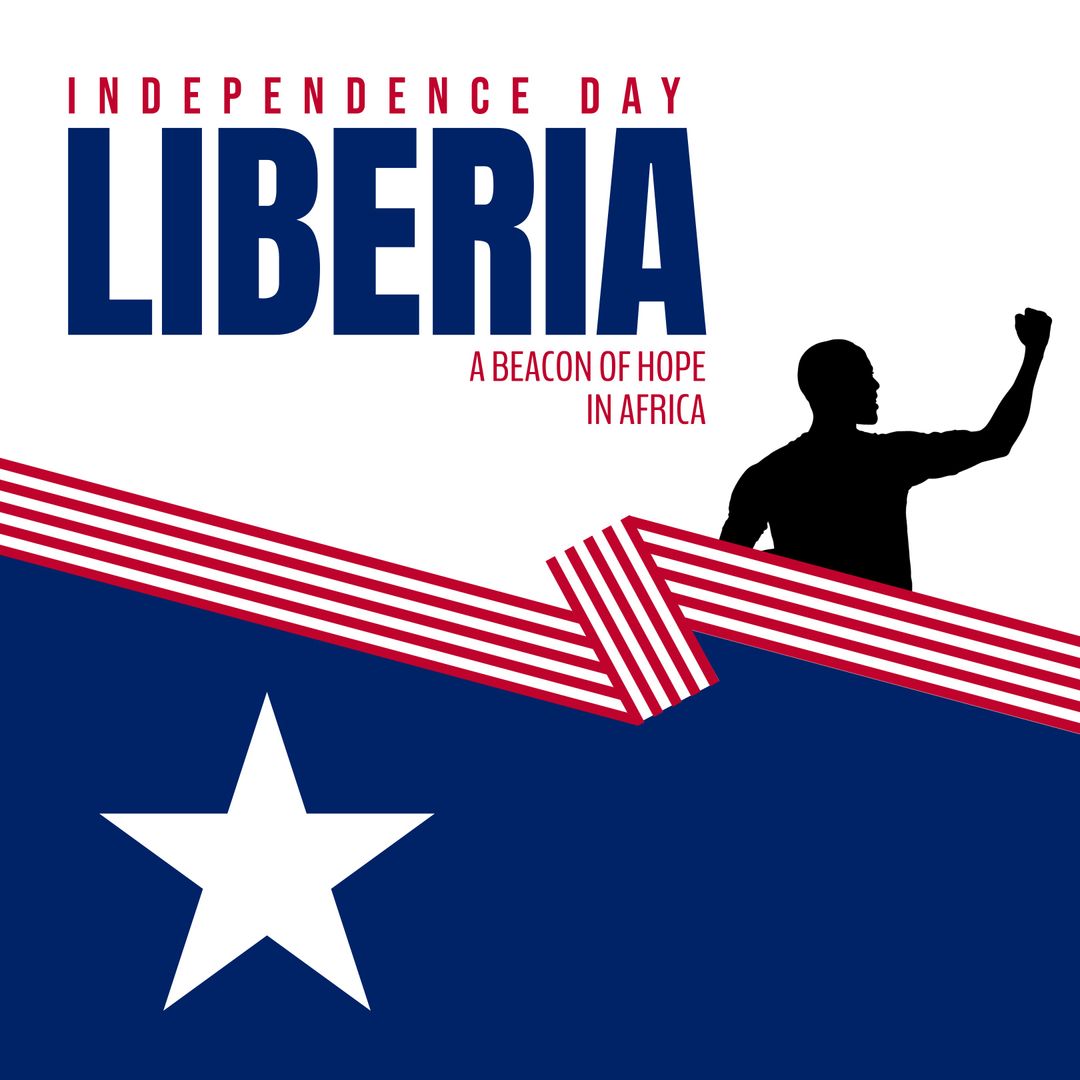 Liberia Independence Celebration with Flag and symbolic Silhouette
