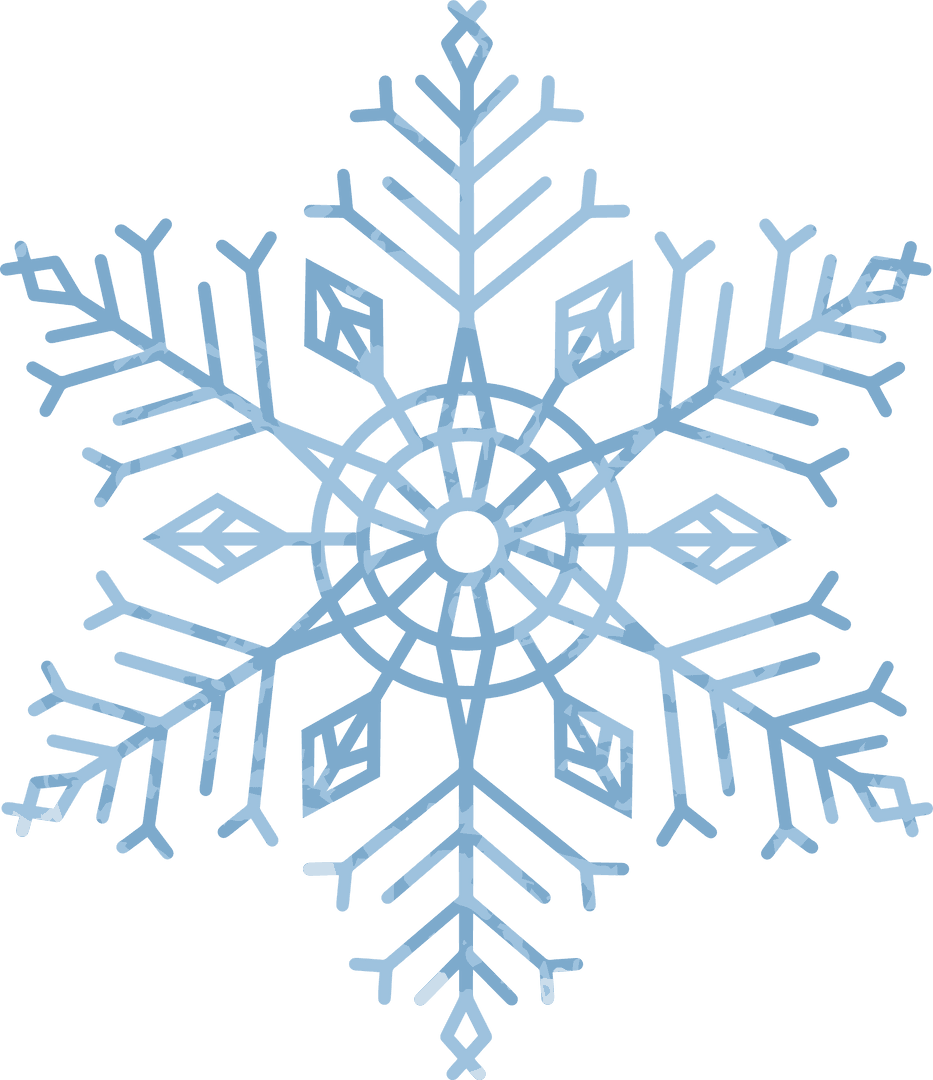 Geometric Light Blue Snowflake on Transparent Background for Winter Decor