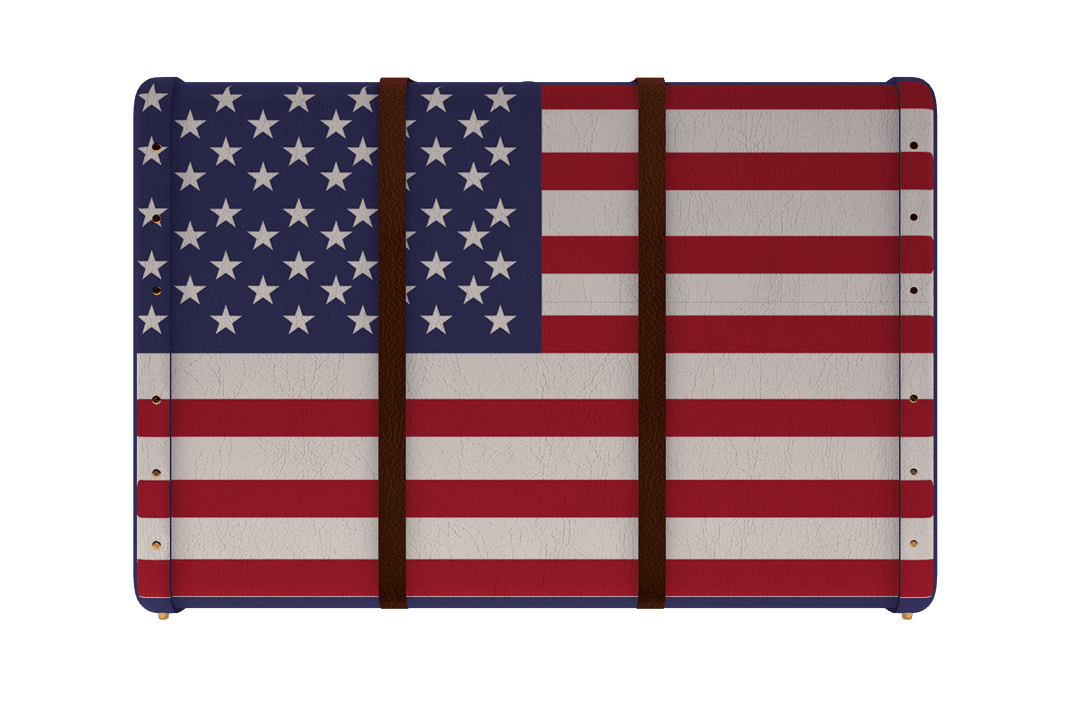 USA Flag Decorated Box on Transparent Background