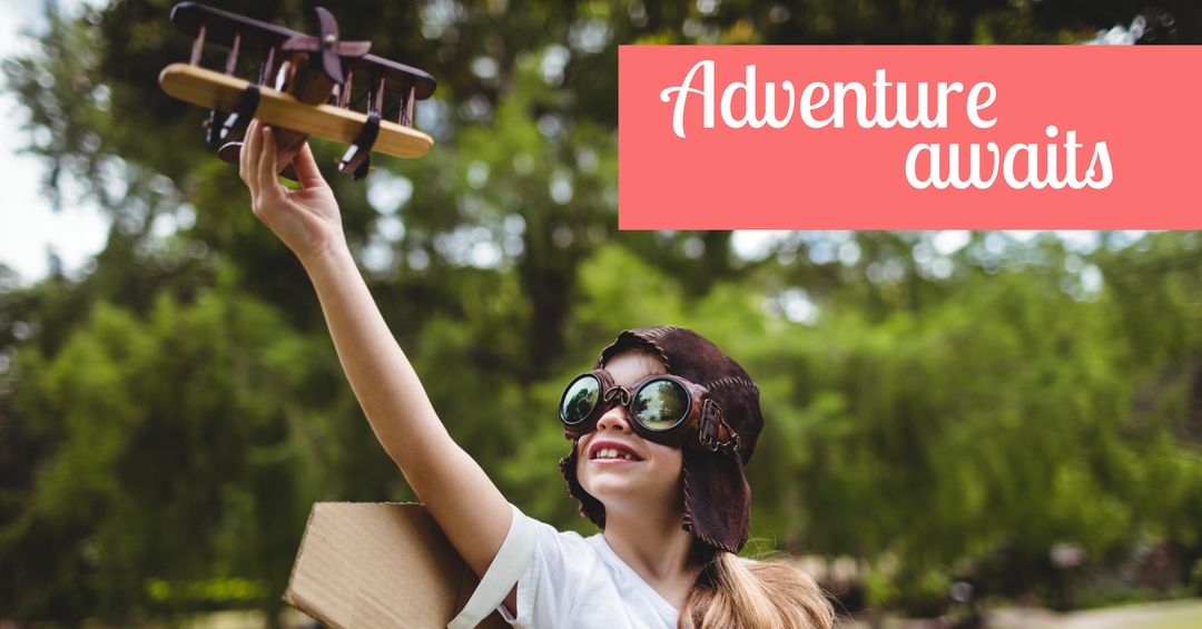 Child With Toy Airplane and Goggles Embodied Adventure