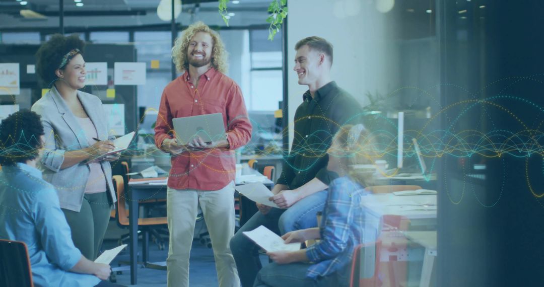 Team Collaborating in Modern Open-Plan Office