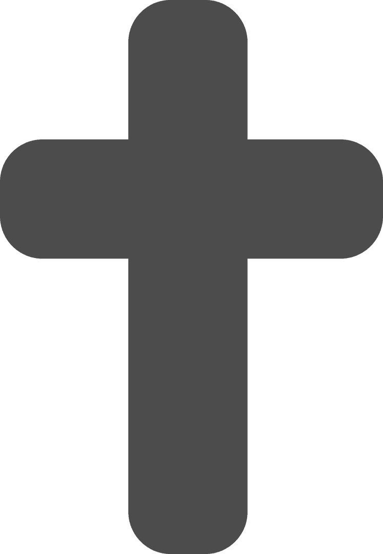 Simple Grey Christian Cross Symbol on Transparent Background