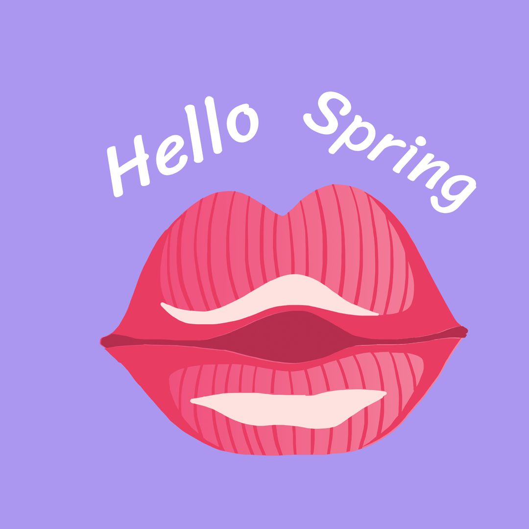 Colorful Spring Lips Illustration with Joyful Text