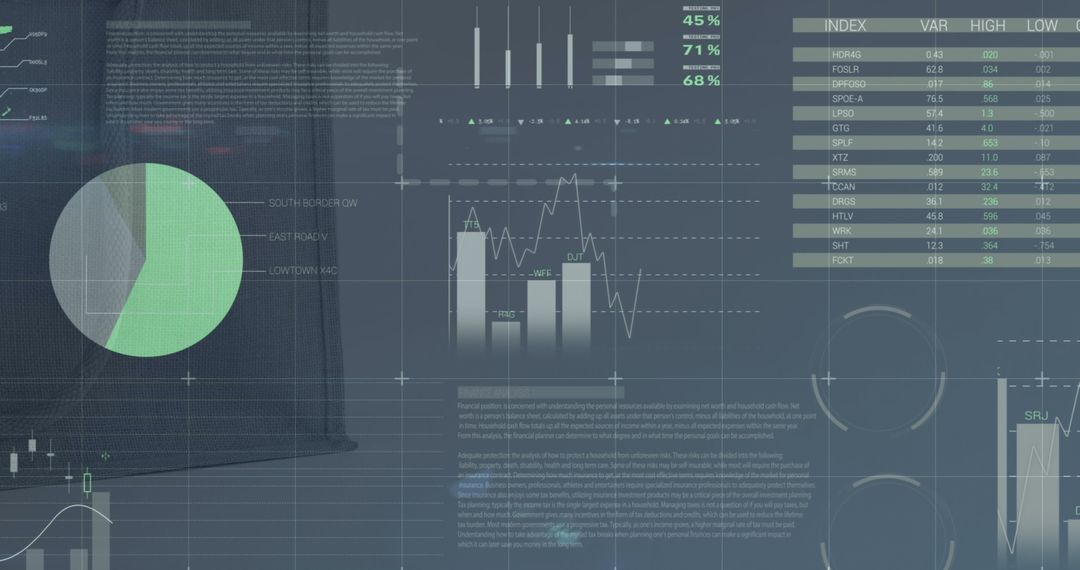 Abstract Data and Statistics on Transparent Business Screen