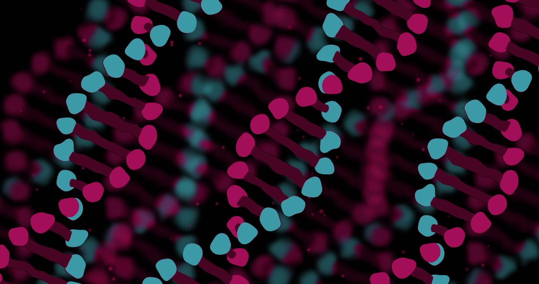 Dynamic DNA Strands on Black Abstract Background