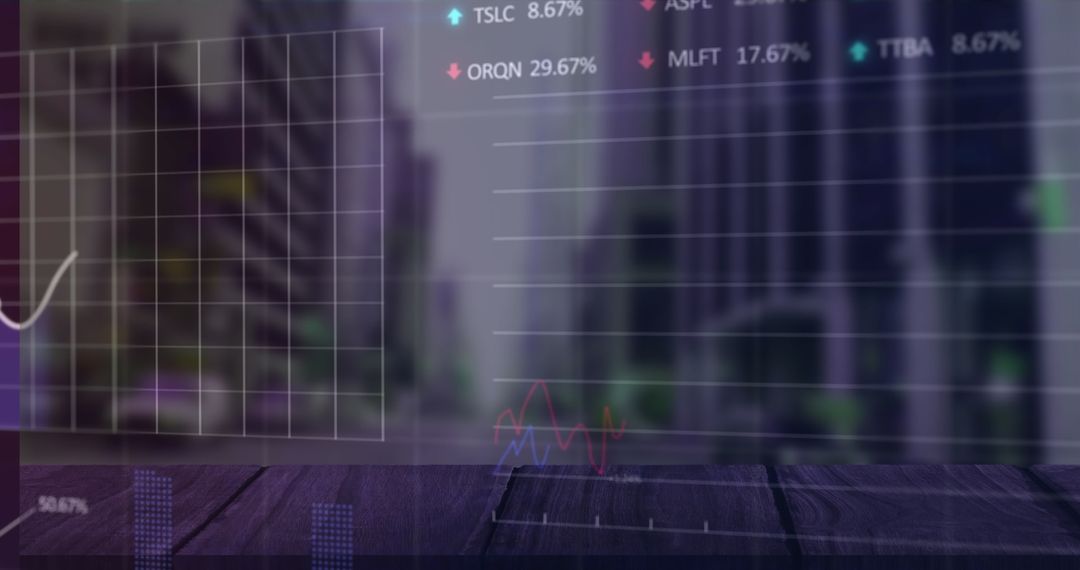 Urban Scene with Financial Data Overlay for Business Analysis