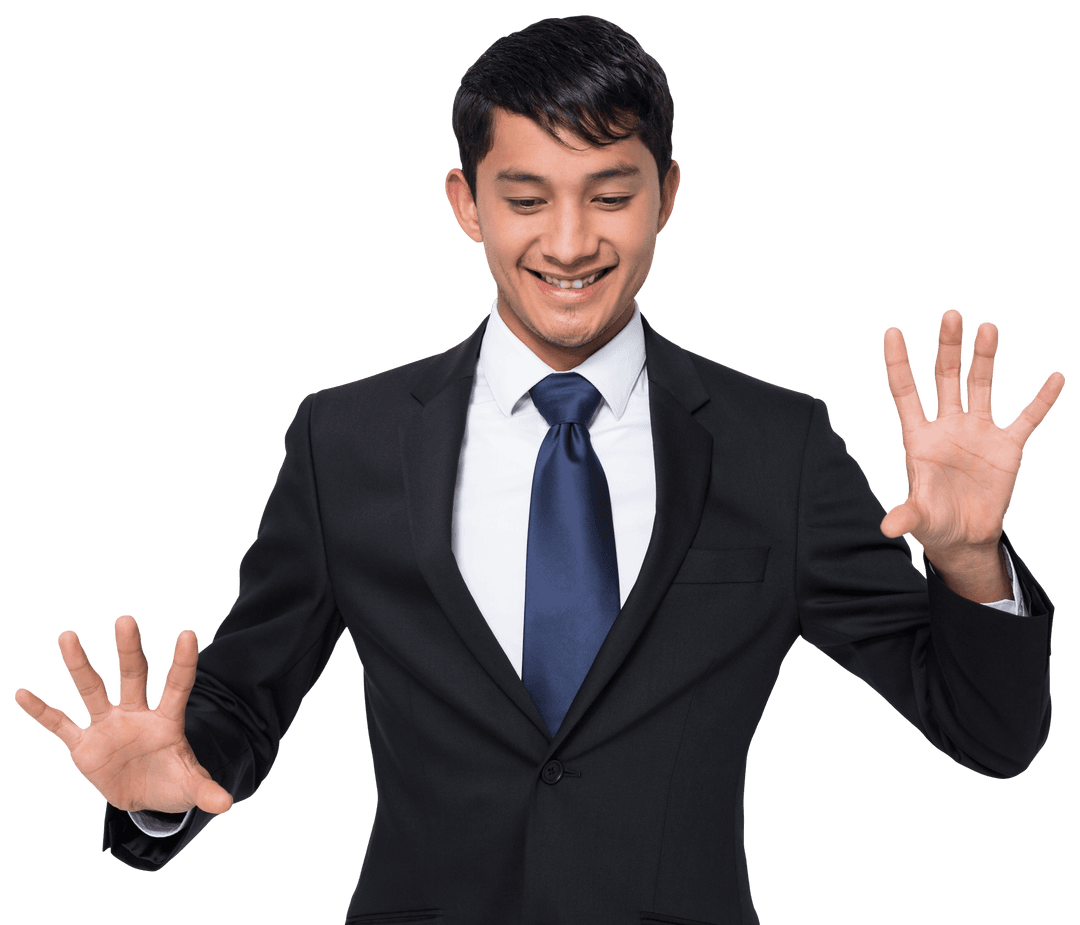 Transparent Background Businessman Gesturing Excitedly