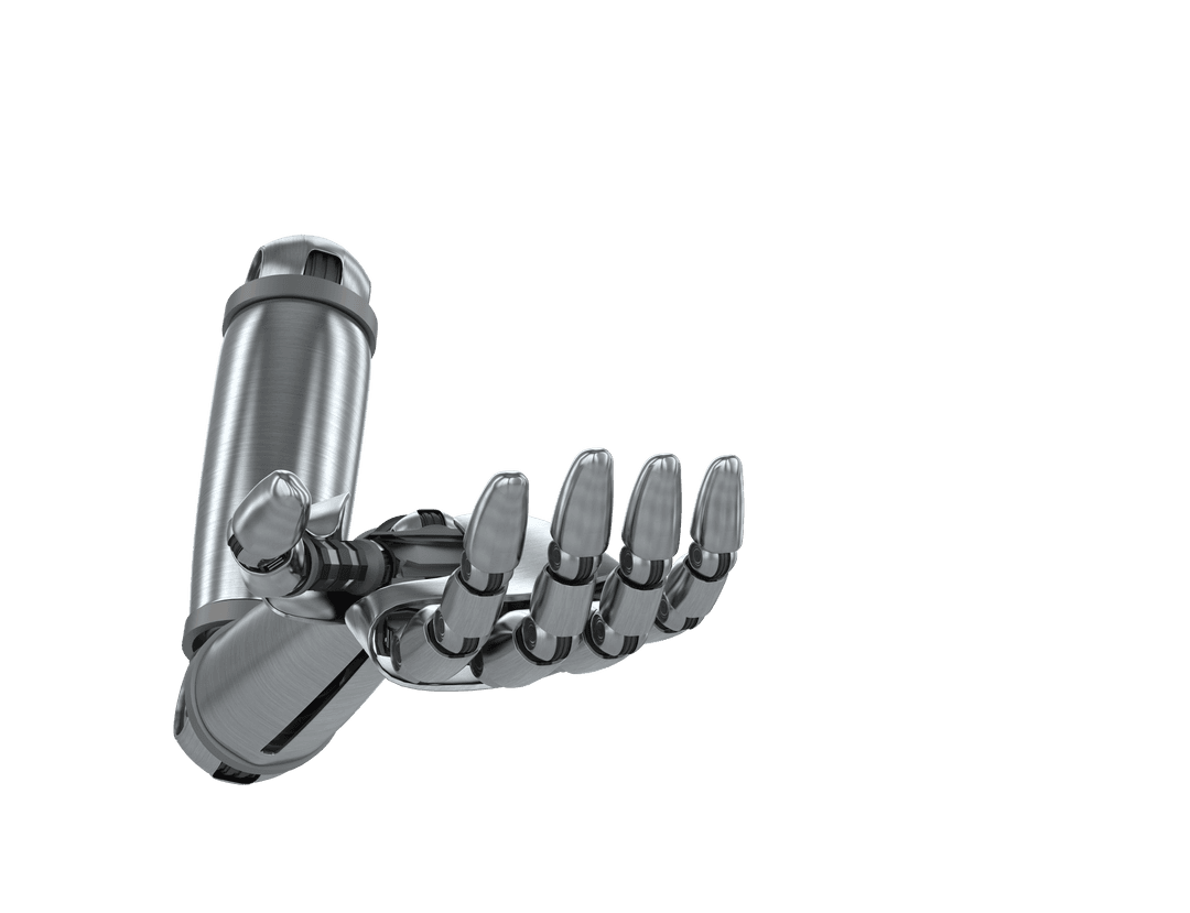 Futuristic Robotic Hand on Transparent Background with Copy Space