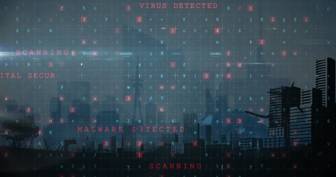 Cybersecurity Breach Alert Over Urban Skyline