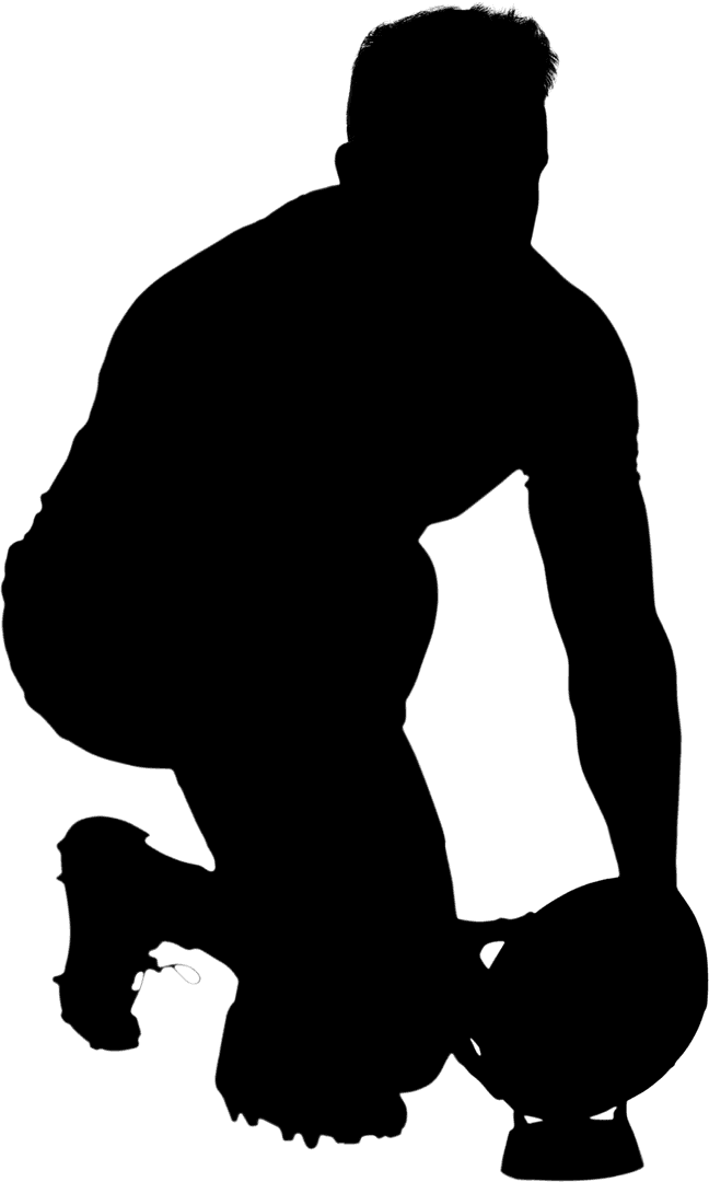 Transparent Silhouette of Rugby Player Preparing Penalty Kick
