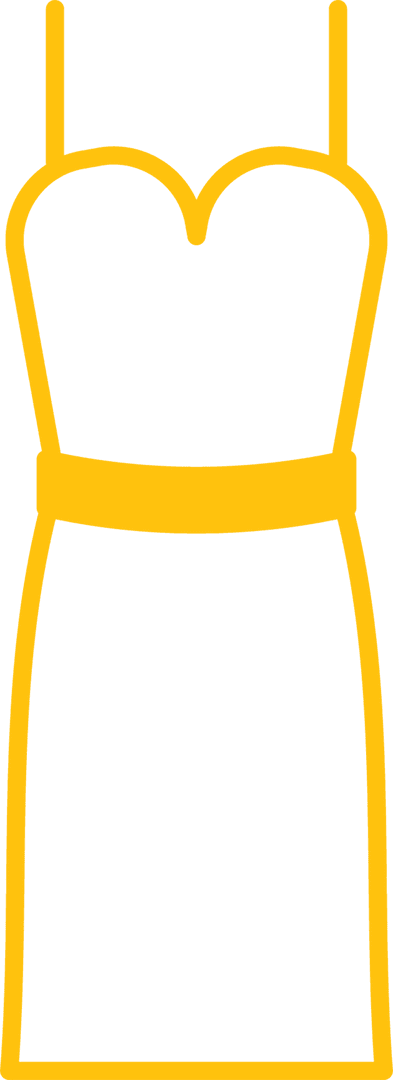 Yellow Silhouette Dress Icon on Transparent Background