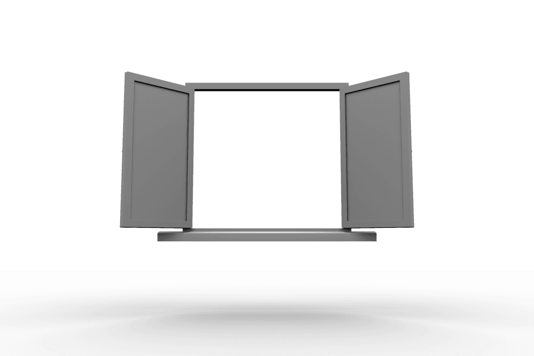 Open Window with Shutters on Transparent Background Illustration