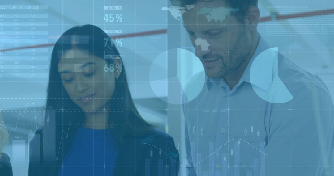 Business Professionals Analyzing Global Data Patterns