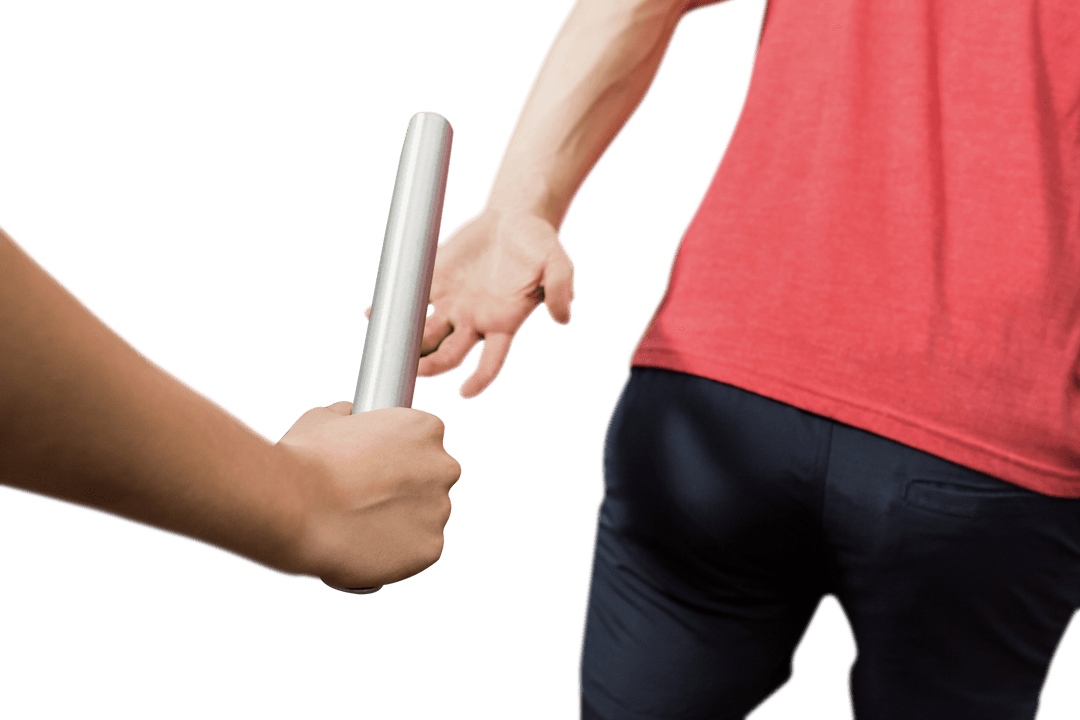 Transparent Relay Baton Exchange in Sports Action