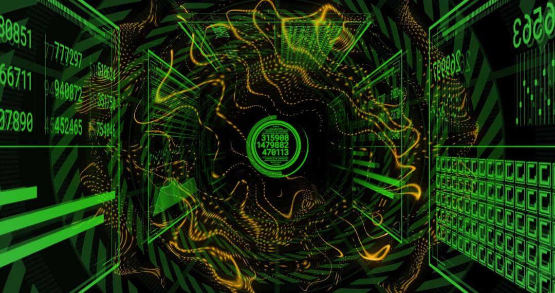 Futuristic Digital Data Vortex with Numeric Code and Energy Strands