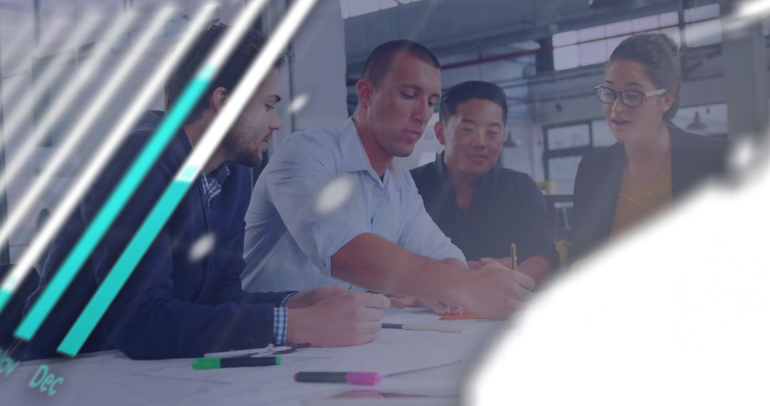 Collaborative Business Teamwith Digital Data Overlay