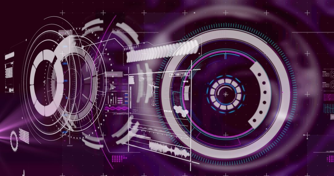 Futuristic Digital Interface with AI Elements and Data Visualization