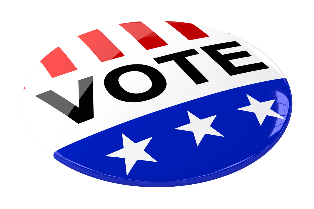 USA Flag Vote Badge on Transparent Background for Elections