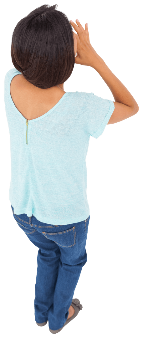 Biracial Woman Shouting on Transparent Background