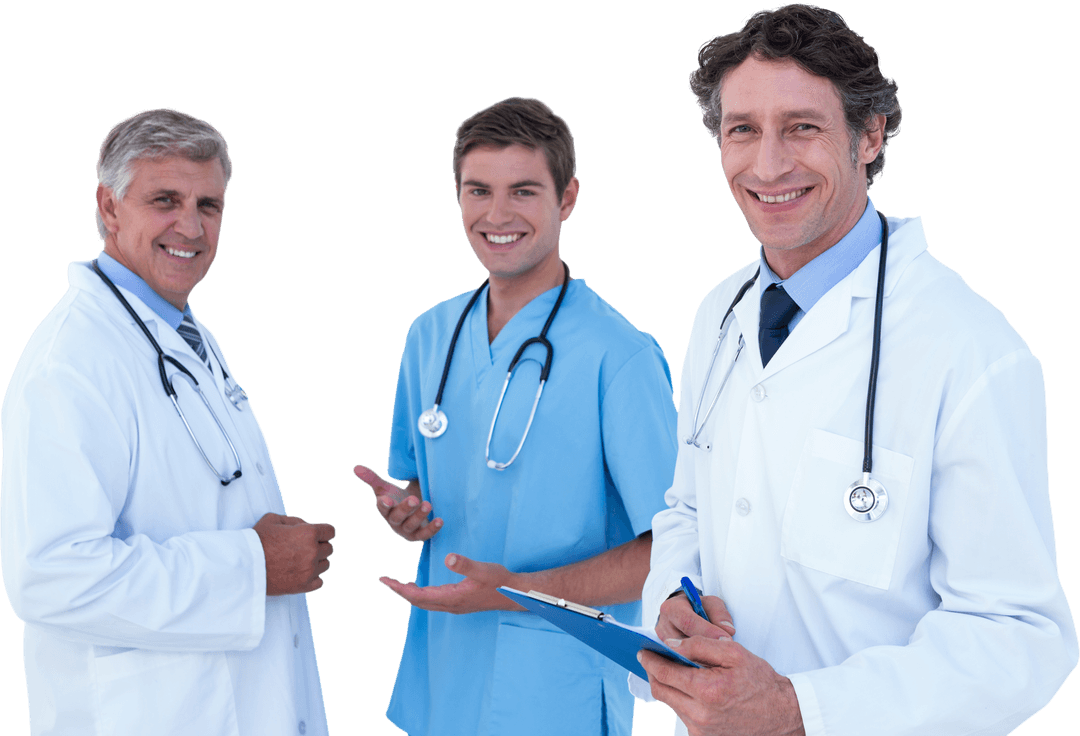 Transparent Portrait of Happy Multigenerational Doctors Team Smiling
