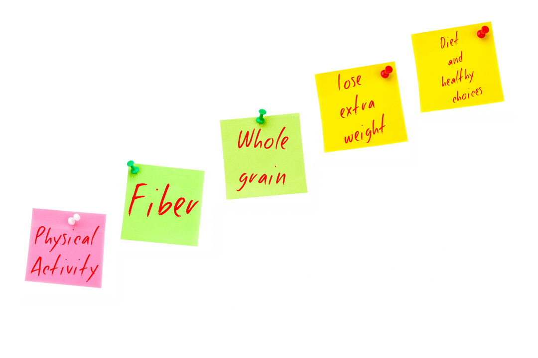 Diabetes Prevention Steps on Transparent Background for Awareness