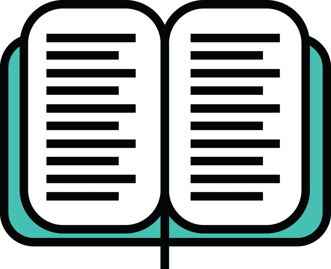 Open Book Mono Design on Transparent Background, Academic Writing Symbol