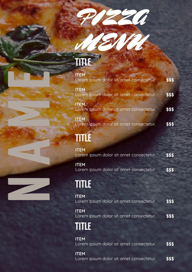 Restaurant Menu Template Featuring Delicious Pizza Slices - Download Free Stock Templates Pikwizard.com