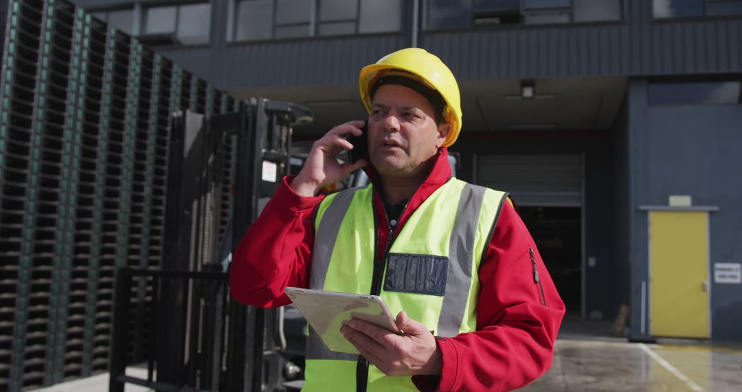 Warehouse Manager Using Smartphone for Logistics Coordination - Free Images, Stock Photos and Pictures on Pikwizard.com