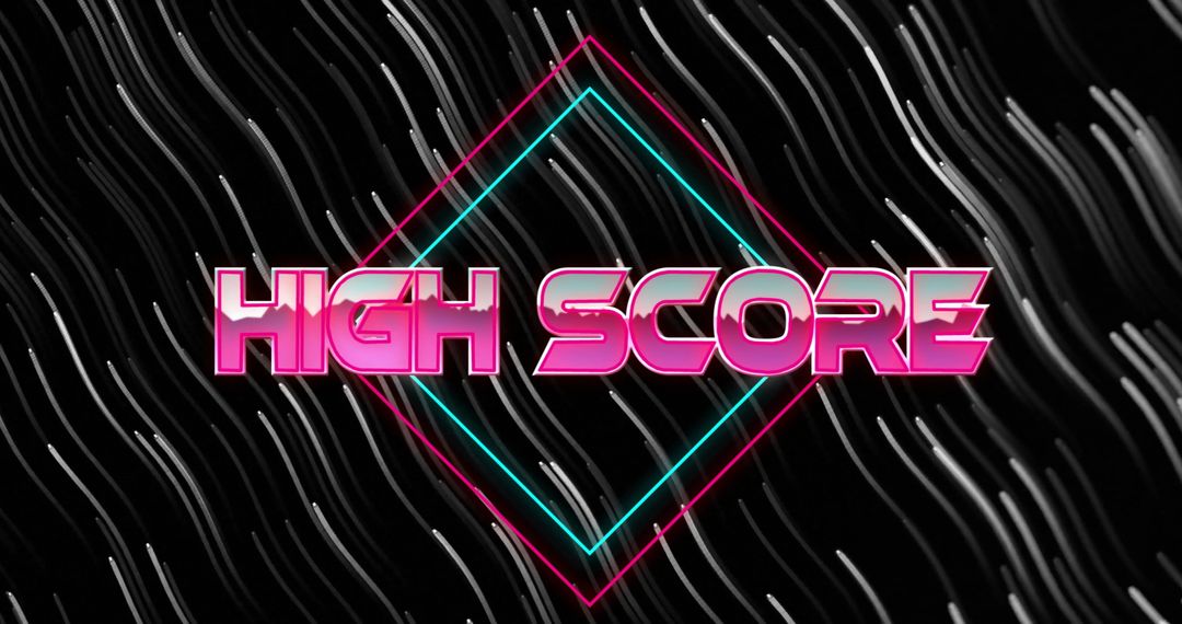 High Score Neon Text with Vibrant Digital Background