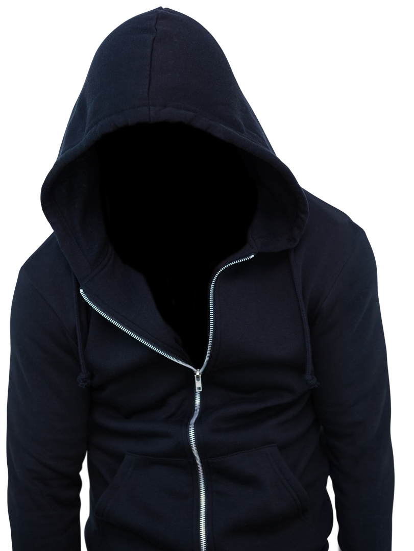 Transparent Black Zip-Up Hoodie with Raised Hood in Mysterious Pose - Download Free Stock Images Pikwizard.com