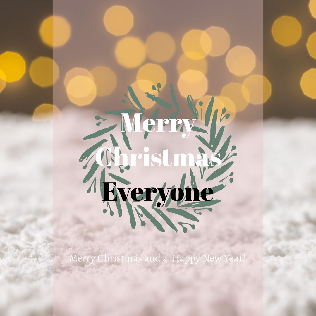 Festive Christmas Greeting Card with Snow and Lights