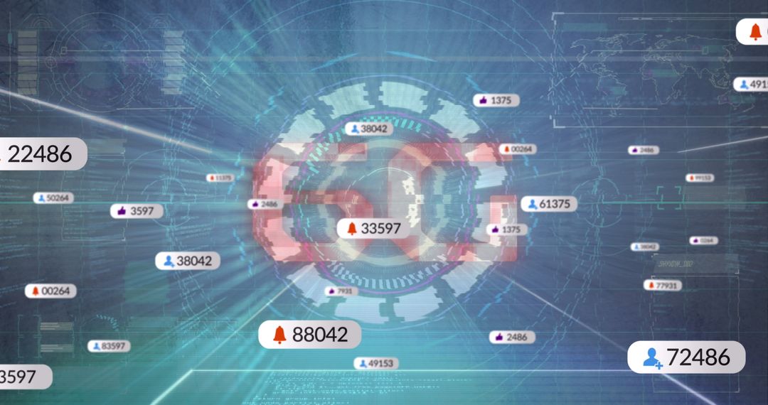 Global Social Media Icons Over Scanning Scope