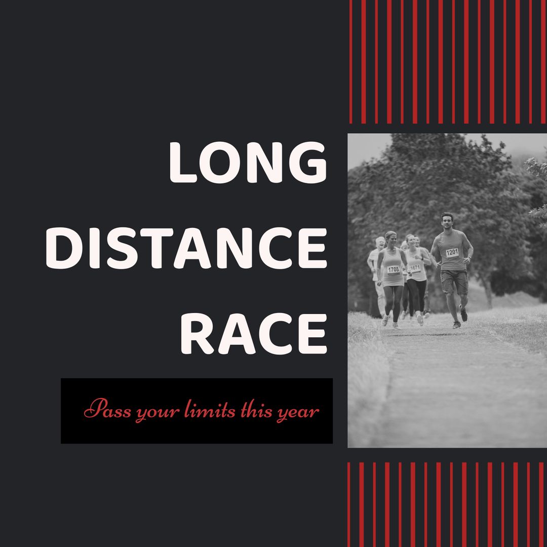 Motivational Long Distance Race Poster with Runners - Download Free Stock Templates Pikwizard.com