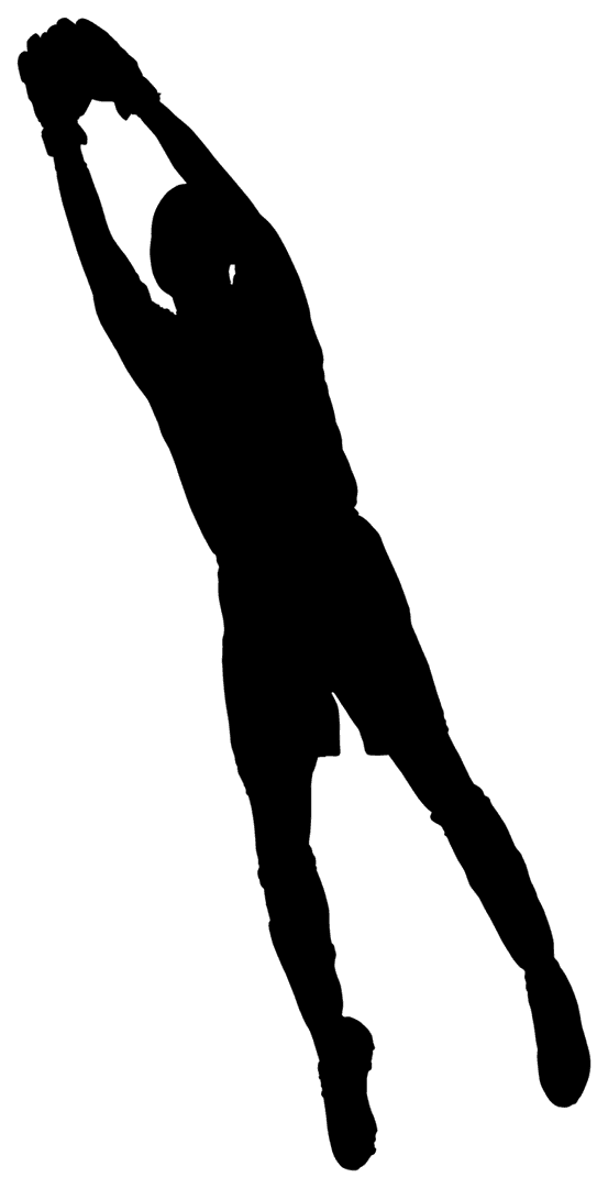 Dynamic Silhouette of Male Footballer Jumping on Transparent Background