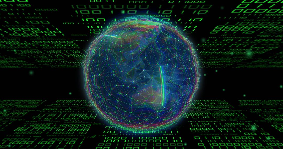 Digital Globe Surrounded by Binary Code Nexus