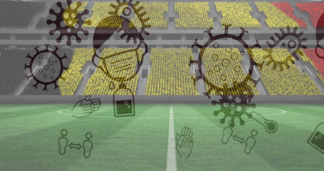 COVID-19 Safety Measures in Stadium with Belgian Flag