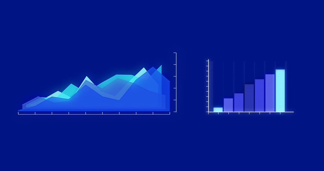 Abstract Blue Data Charts on Dark Gray Background