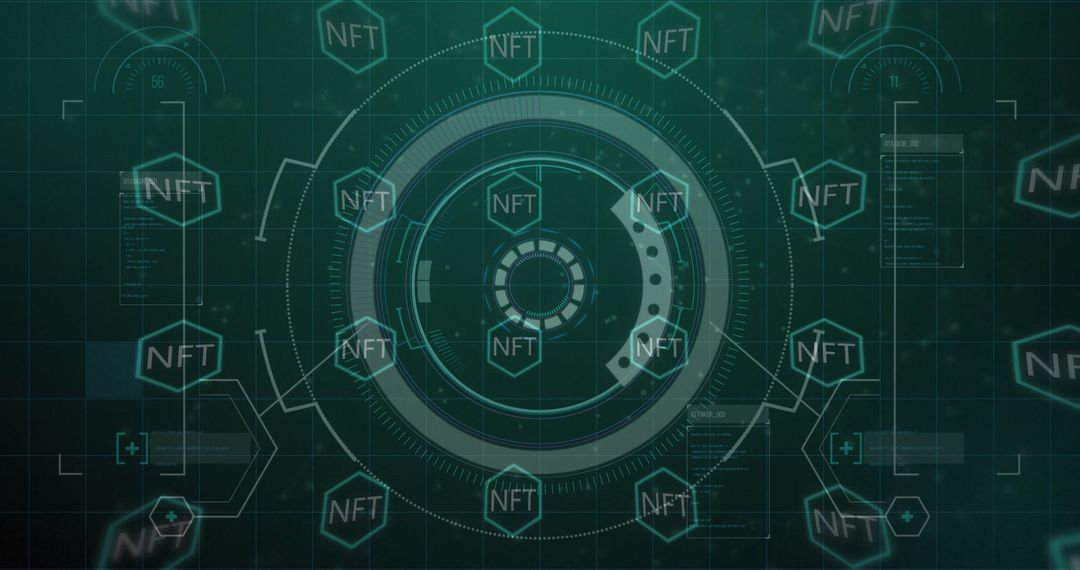 Futuristic HUD Interface with NFT Digital Displays