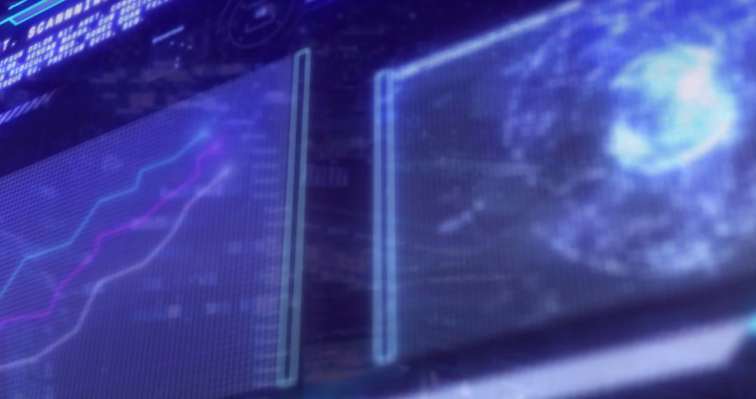 Futuristic Digital Interface with Graphs and Data Analysis