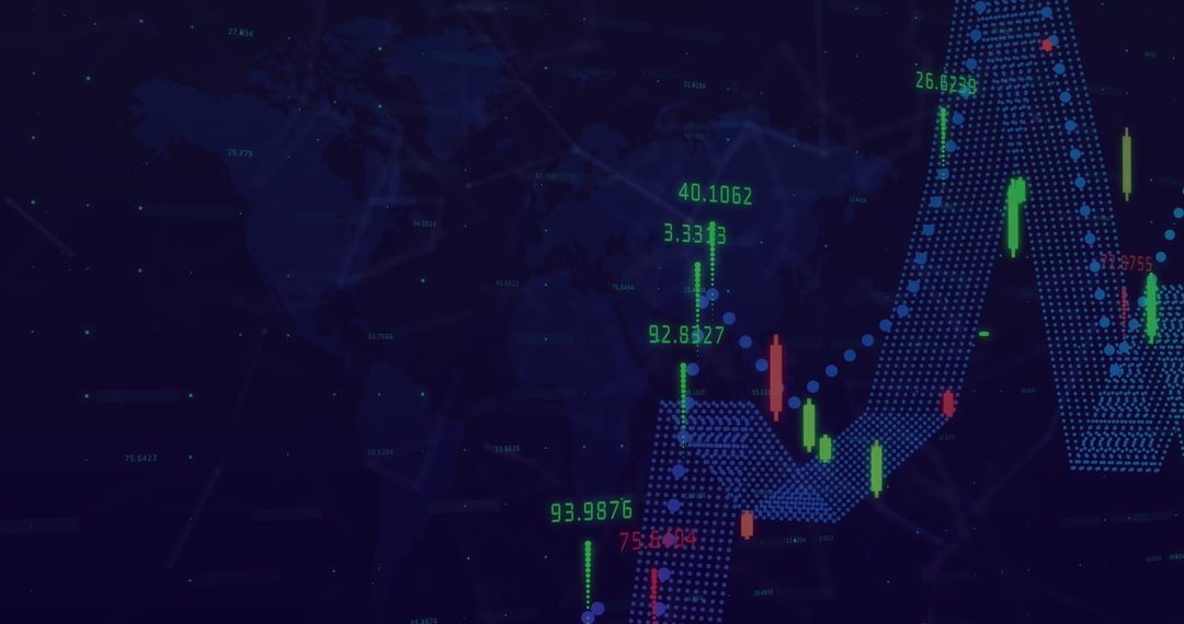 Global Finance Graphics Showing Market Data on World Map