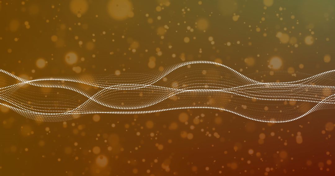 Abstract Digital Wave with Floating Particle Effects on Yellow Background
