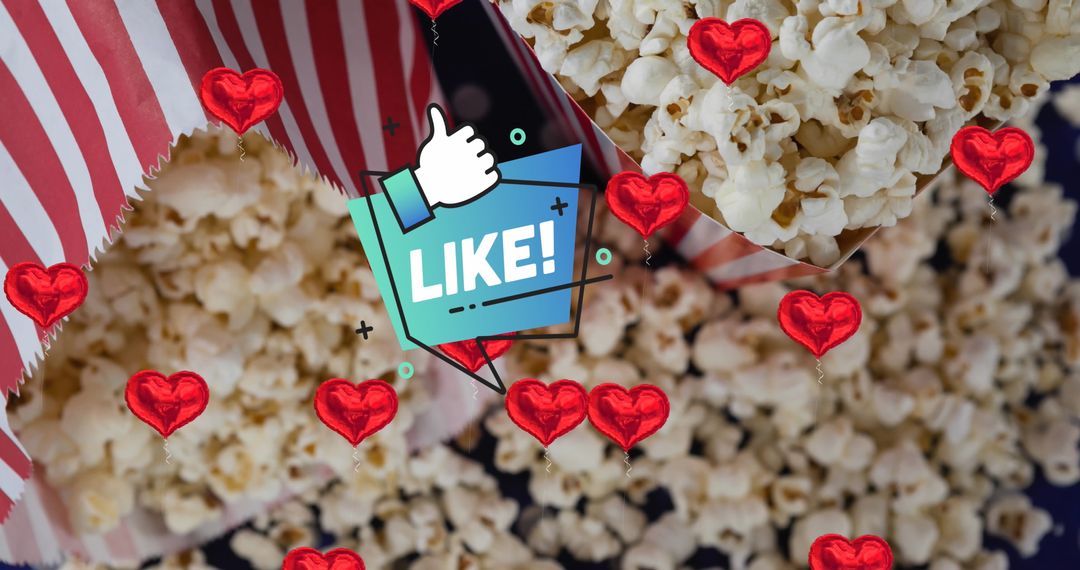 Popcorn and Hearts Representing Social Media Engagement