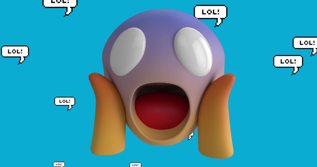 Vibrant Emoji Reacting, LOL Text, Digital Communication Concept