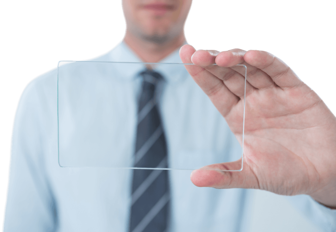 Businessman Displaying Transparent Futuristic Mobile Technology