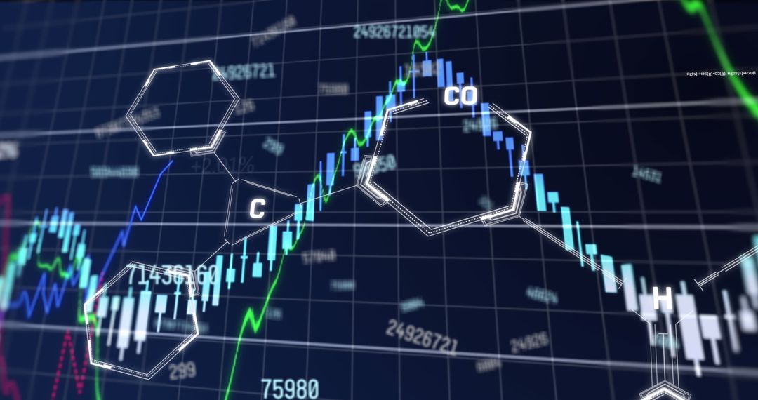 Financial Data Visualization with Chemical Structures Background