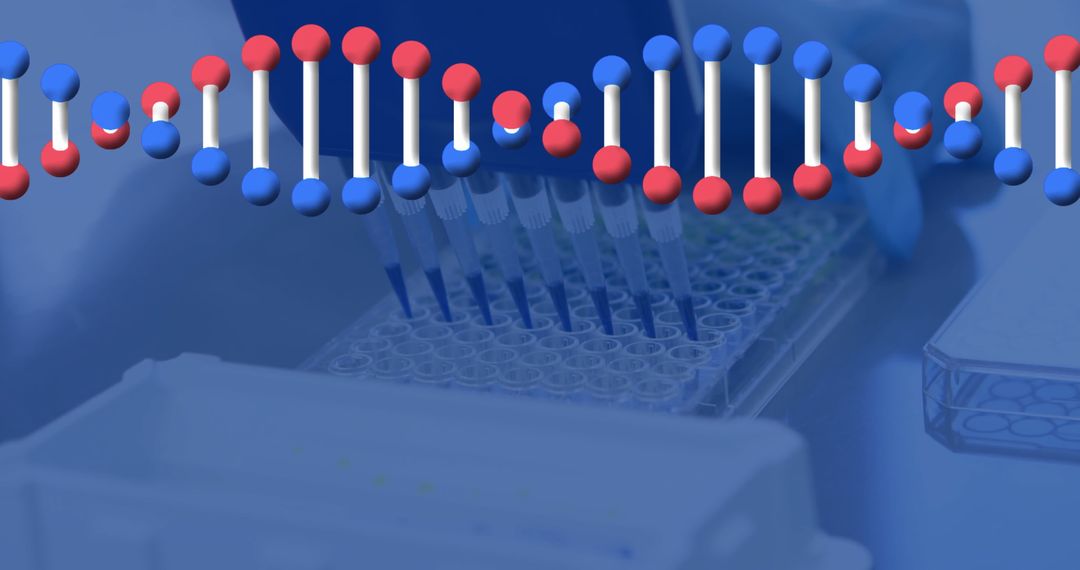DNA helix overlay with laboratory automation and pipette tips