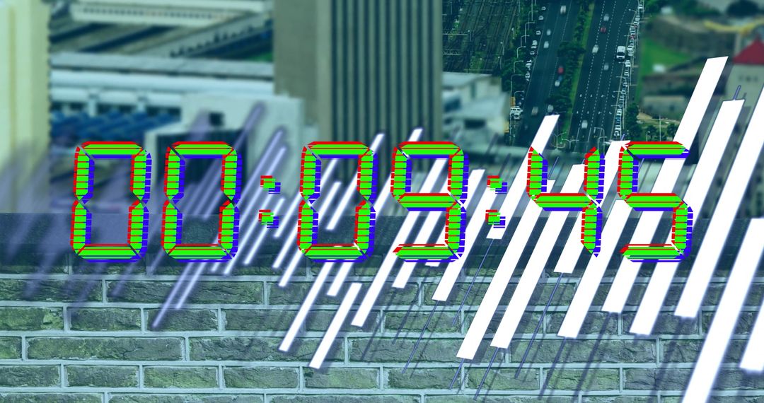 Digital Countdown Overlay on Cityscape for Business Usage