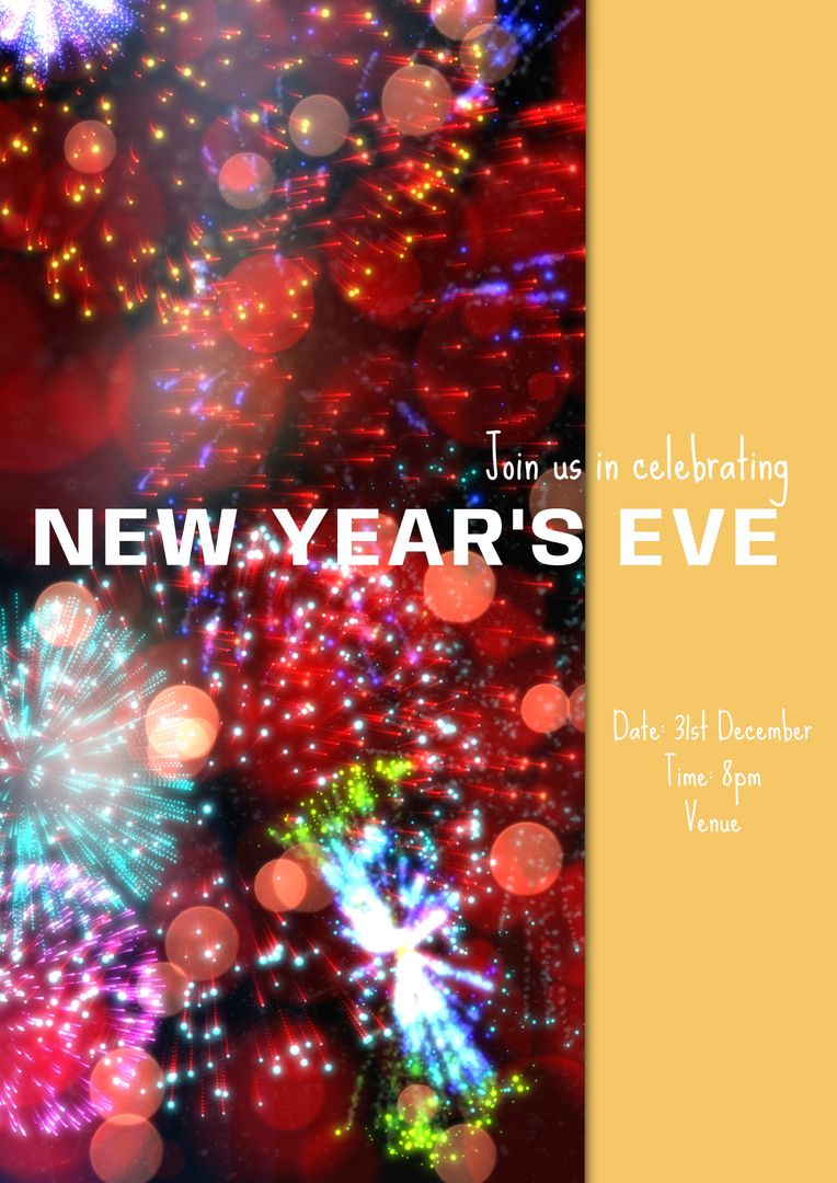 New Year's Eve Invitation with Colorful Fireworks